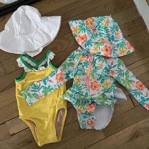 Little Me Yellow and Floral Kids Swim Set